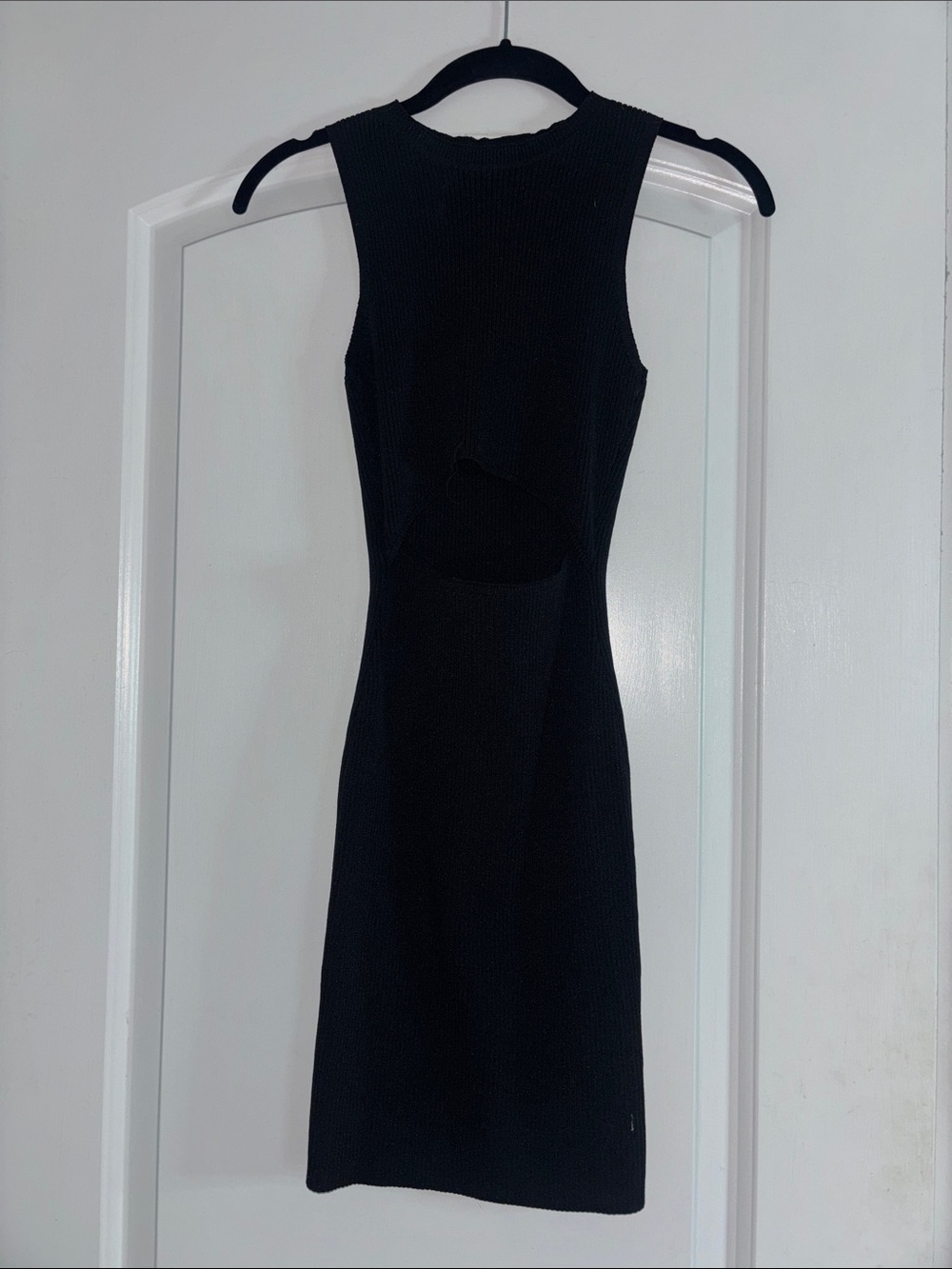 Black Sleeveless Cutout Knit Mini Dress